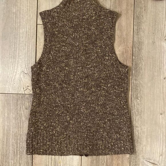 J.Jill Wool/Acrylic/Alpaca Blend Brown Sleeveless Full Front Zip Layering Vest S - Picture 4 of 6